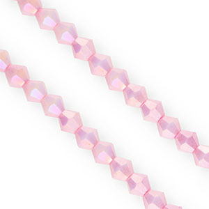 Perles &agrave; facettes bicone 6&nbsp;mm Rose bonbon-AB coating