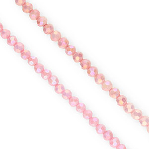 Perles &agrave; facettes rondes 4&nbsp;mm Rose azal&eacute;e-AB coating
