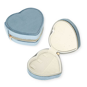 Bo&icirc;te &agrave; bijoux de voyage c&oelig;ur Gris bleu