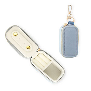 Bo&icirc;te &agrave; bijoux de voyage avec porte-cl&eacute;s rectangle Gris bleu