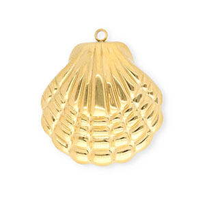 Breloques en acier Inox coquille Dor&eacute;