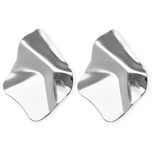 Boucles d'oreilles&nbsp;/&nbsp;puces accroche-regard losange organique avec tige en acier inoxydable Argent&eacute;