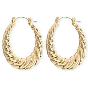 Boucles d'oreilles&nbsp;/&nbsp;cr&eacute;oles accroche-regard torsad&eacute; avec tige en acier inoxydable Dor&eacute;