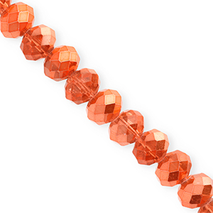 Perles &agrave; facettes 12x9&nbsp;mm disque Heishi Orange corail-pearl shine coating