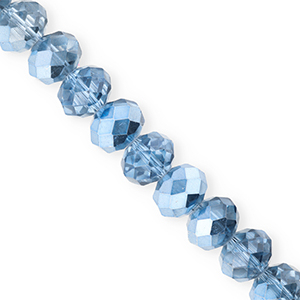 Perles &agrave; facettes 12x9&nbsp;mm disque Heishi Bleu-pearl shine coating
