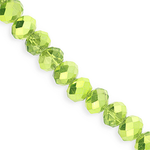 Perles &agrave; facettes 12x9&nbsp;mm disque Heishi Vert-pearl shine coating