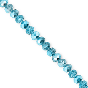 Perles &agrave; facettes 4x3&nbsp;mm disque Heishi Bleu sarcelle-pearl shine coating