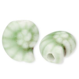 Perles en c&eacute;ramique coquillage Vert clair-marron