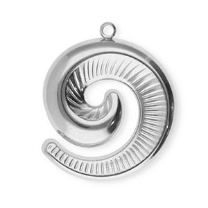 Breloques en acier Inox spirale Argent&eacute;