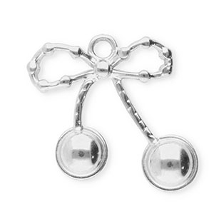 Breloques en acier Inox cerises Argent&eacute;