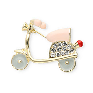 Broches scooter avec strass Dor&eacute;-rose nude-blanc-cristal