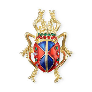Broches scarab&eacute;e avec strass Dor&eacute;-rouge-bleu-vert