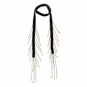 Collier ras de cou en organza avec perles en verre Noir-dor&eacute;