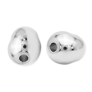 Perles en m&eacute;tal DQ ovale Argent&eacute; antique (sans nickel)