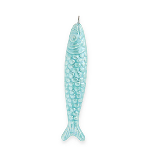 Breloques en c&eacute;ramique DQ&reg; grecque sardine Bleu turquoise