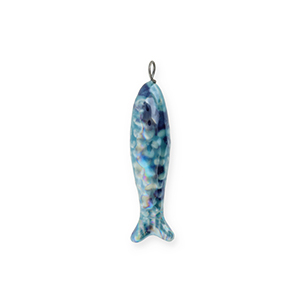 Breloques en c&eacute;ramique DQ&reg; grecque sardine Bleu