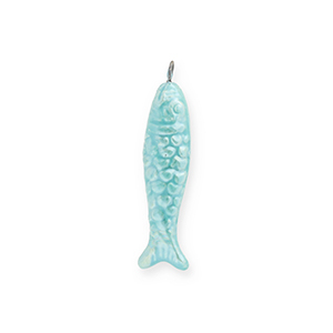 Breloques en c&eacute;ramique DQ&reg; grecque sardine Bleu turquoise