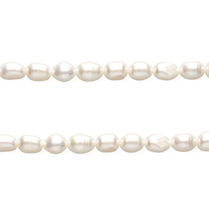 TQ Perles d'eau douce "grain de riz" 8x6 mm Blanc naturel