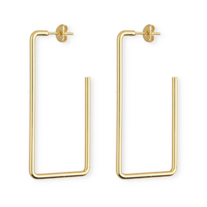 Boucles d'oreilles&nbsp;/&nbsp;puces en acier Inox rectangle Dor&eacute;