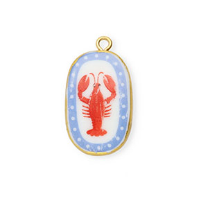 Breloques en c&eacute;ramique ovale avec cancer Dor&eacute;-blanc-bleu-rouge