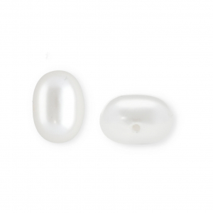 Imitations perles d&rsquo;eau douce ovale trou vertical Blanc