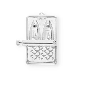 BY31&reg; Breloques en laiton Eco-brass sardines en conserve Argent&eacute;
