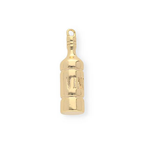 BY31&reg; Breloques en laiton Eco-brass bouteille de vin Dor&eacute;