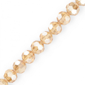 Perles &agrave; facettes rondes 16 mm Beige-rev&ecirc;tement brillant nacr&eacute;