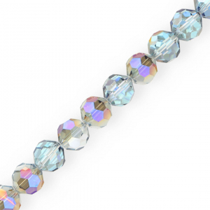 Perles &agrave; facettes ronde 14 mm Argent&eacute;-AB coating