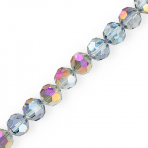 Perles &agrave; facettes rondes 16 mm Argent&eacute;-AB coating