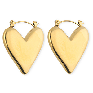 BY31&reg; Boucles d'oreilles / cr&eacute;oles en acier Inox coeur Dor&eacute;