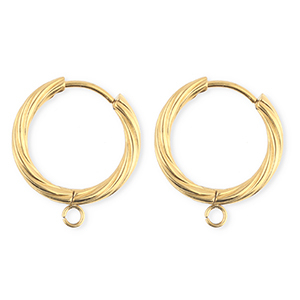 BY31&reg; Appr&ecirc;ts en acier Inox boucles d'oreilles&nbsp;/&nbsp;puces cr&eacute;oles torsad&eacute; avec anneau Dor&eacute;