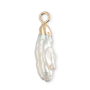 Perles d'eau douce imparfaites breloque tooth Dor&eacute;-Blanc naturel