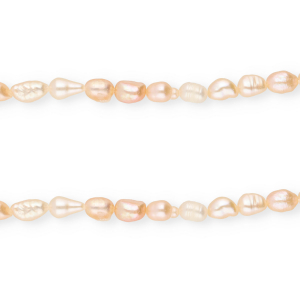 Perles d'eau douce imparfaites grain de riz 4-7x4-5mm"" Rose p&ecirc;che