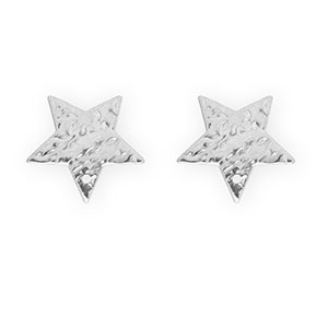 Appr&ecirc;ts en acier Inox boucles d'oreilles / puces d&rsquo;oreilles &eacute;toile avec anneau Argent&eacute;