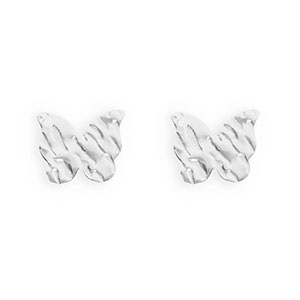 Appr&ecirc;ts en acier Inox boucles d'oreilles / puces d&rsquo;oreilles papillon avec anneau Argent&eacute;