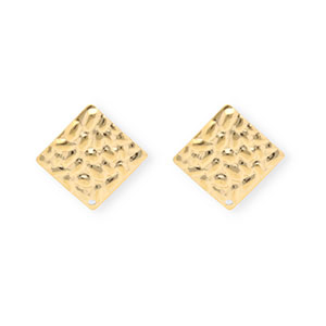 Appr&ecirc;ts en acier Inox boucles d'oreilles / puces d&rsquo;oreilles carr&eacute; avec anneau Dor&eacute;