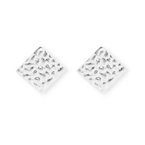 Appr&ecirc;ts en acier Inox boucles d'oreilles / puces d&rsquo;oreilles carr&eacute; avec anneau Argent&eacute;