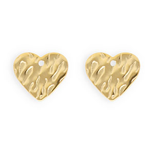 Appr&ecirc;ts en acier Inox boucles d'oreilles / puces d&rsquo;oreilles coeur avec anneau Dor&eacute;
