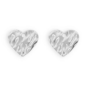 Appr&ecirc;ts en acier Inox boucles d'oreilles / puces d&rsquo;oreilles coeur avec anneau Argent&eacute;