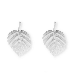 Appr&ecirc;ts en acier Inox boucles d'oreilles&nbsp;/&nbsp;puces d&rsquo;oreilles feuille avec anneau Argent&eacute;