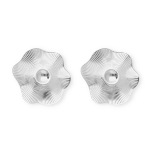 Appr&ecirc;ts en acier Inox boucles d'oreilles&nbsp;/&nbsp;puces d&rsquo;oreilles fleur avec anneau Argent&eacute;