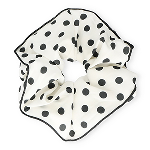Elastique pour cheveux chouchou XL pois Blanc-noir