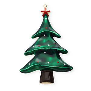 Breloques en acier Inox &eacute;mail sapin de No&euml;l Dor&eacute;-vert fonc&eacute;-marron-rouge-blanc