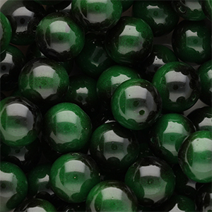 Perles en verre 14 mm Noir-vert fonc&eacute;