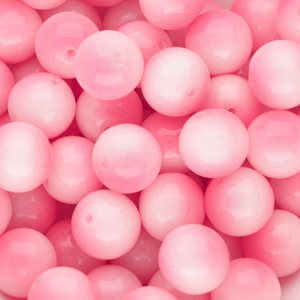 Perles en verre 12 mm Rose-blanc