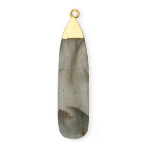 Breloque en pierre naturelle Labradorite goutte Gris-dor&eacute;