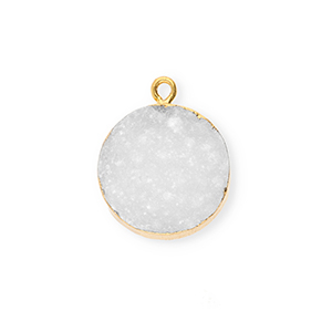Breloque en pierre naturelle Quartz rond Blanc-dor&eacute;