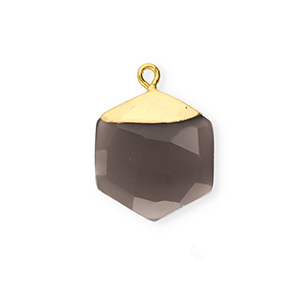 Breloque en pierre naturelle Quartz hexagone Taupe-dor&eacute;