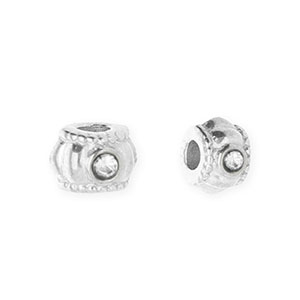 Perles en acier Inox spacer avec strass 6 mm Argent&eacute;-cristal